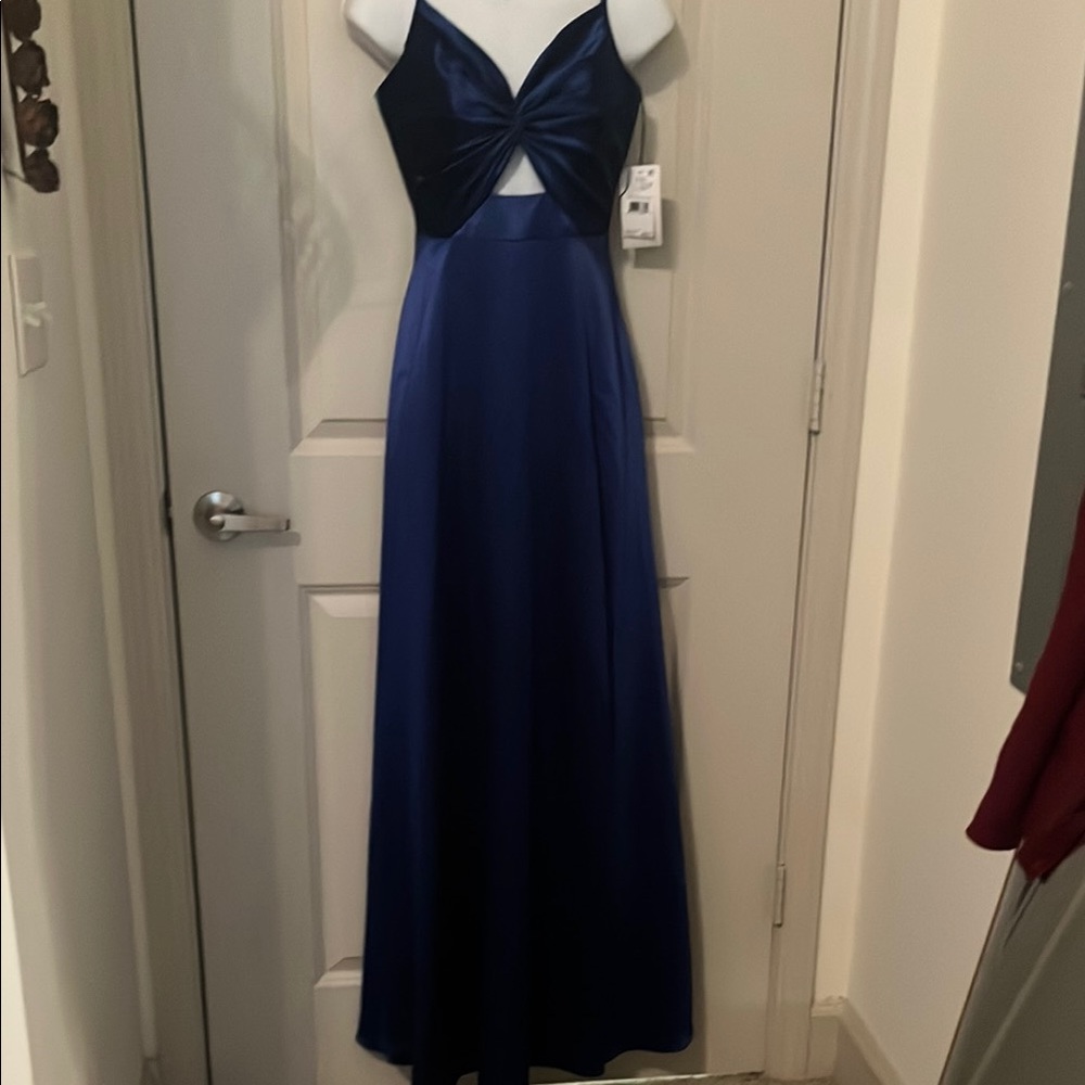 Aidan by Aidan Mattox Blue Bustier Maxi Dress